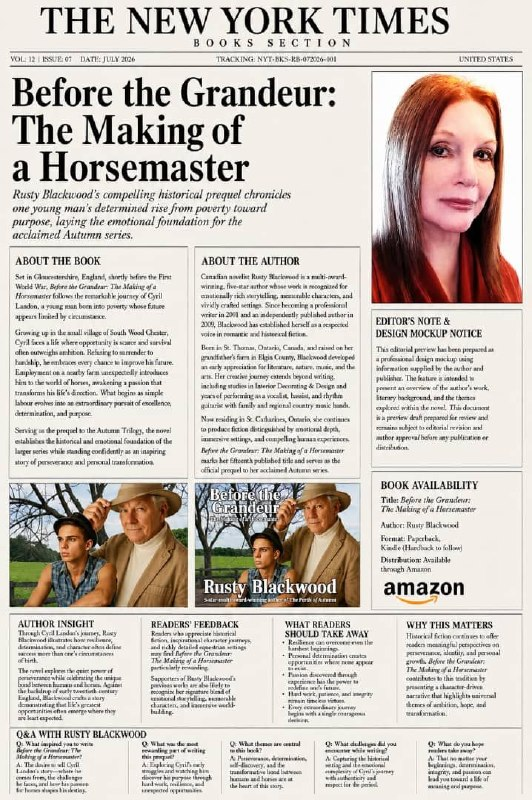 New York Times Book Review feature for Before the Grandeur by Rusty Blackwood