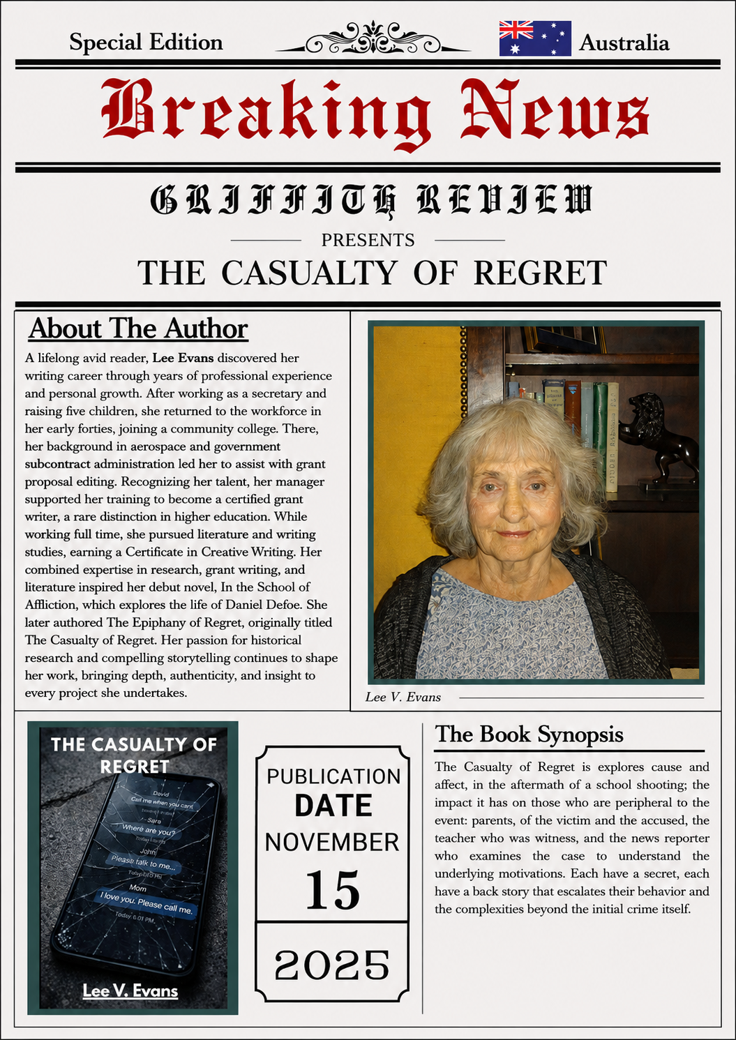 The Casualty of Regret by Lee V. Evans, literary review feature