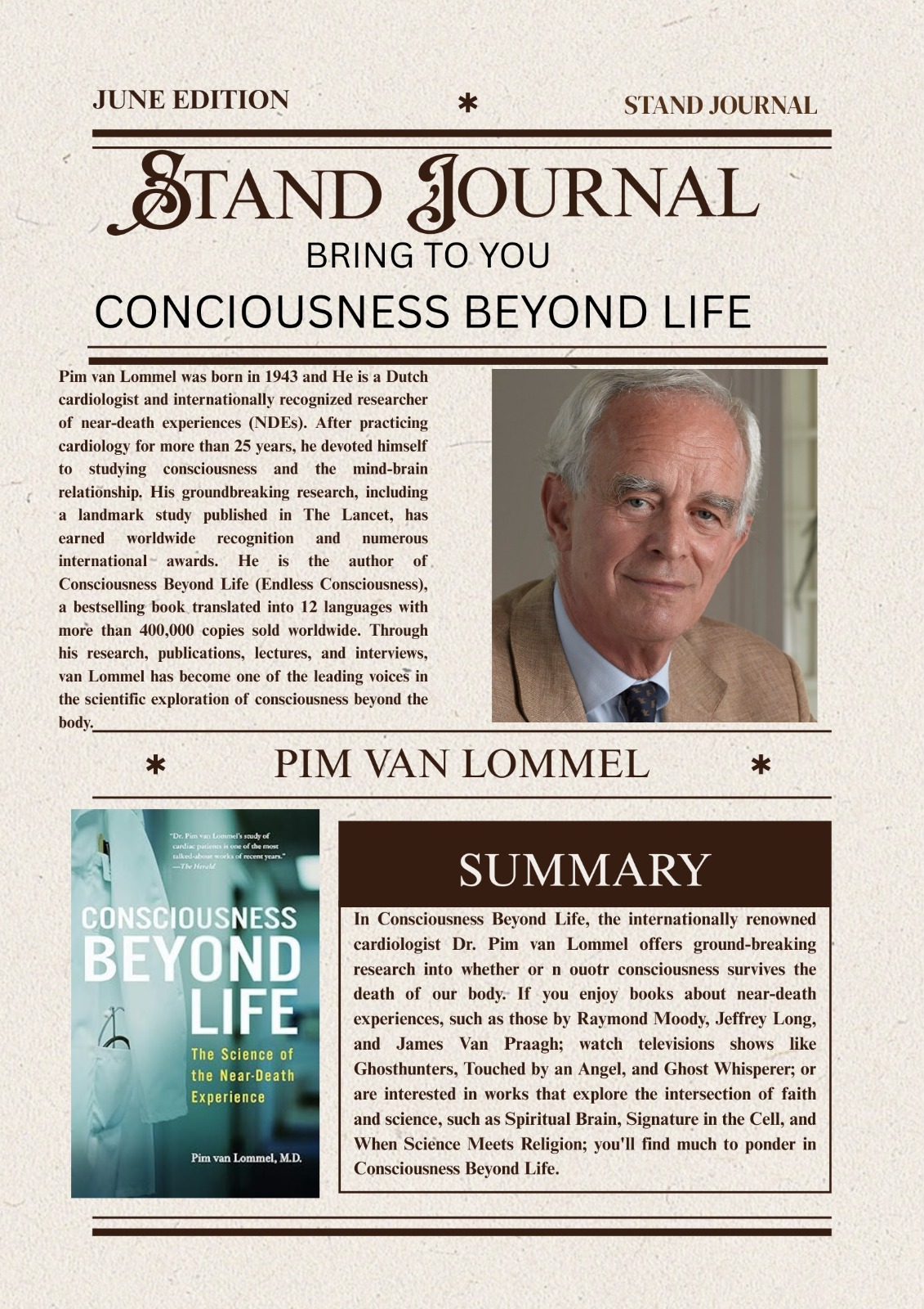 Stand Journal - Consciousness Beyond Life by Pim van Lommel, near-death experience research