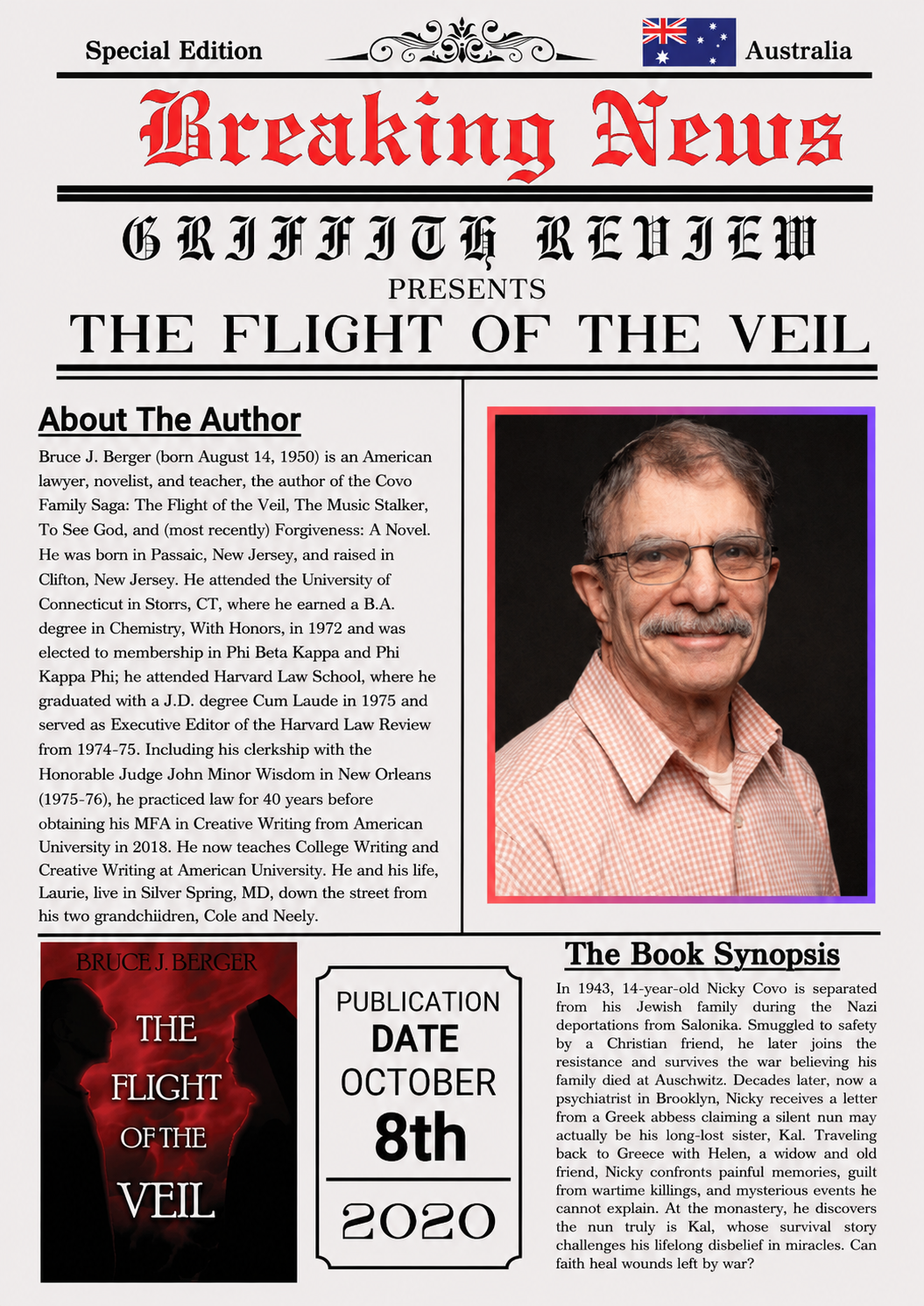 Breaking News - The Flight of the Veil by Bruce J. Berger, WWII historical fiction about spiritual redemption