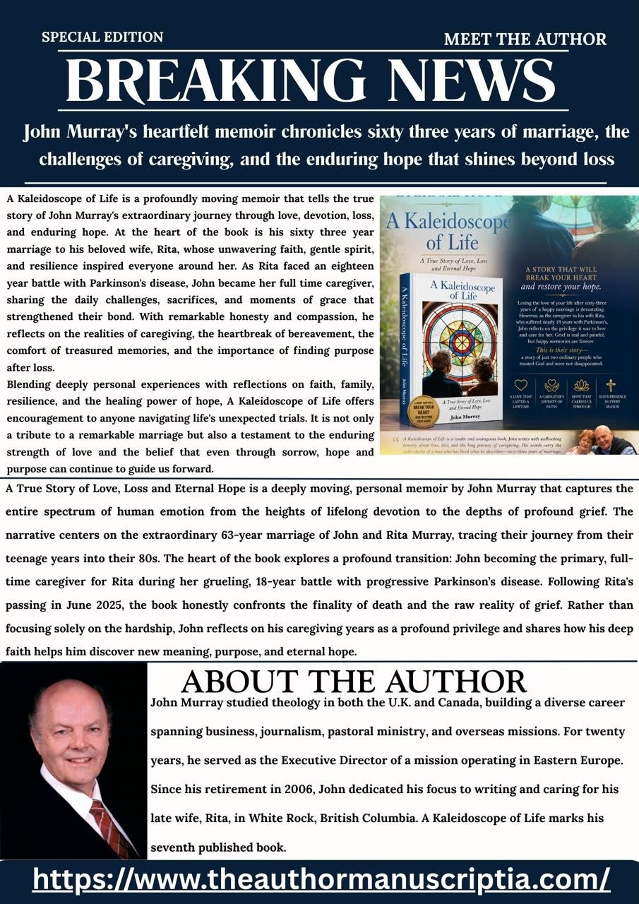 Breaking News editorial feature for A Kaleidoscope of Life by John Murray