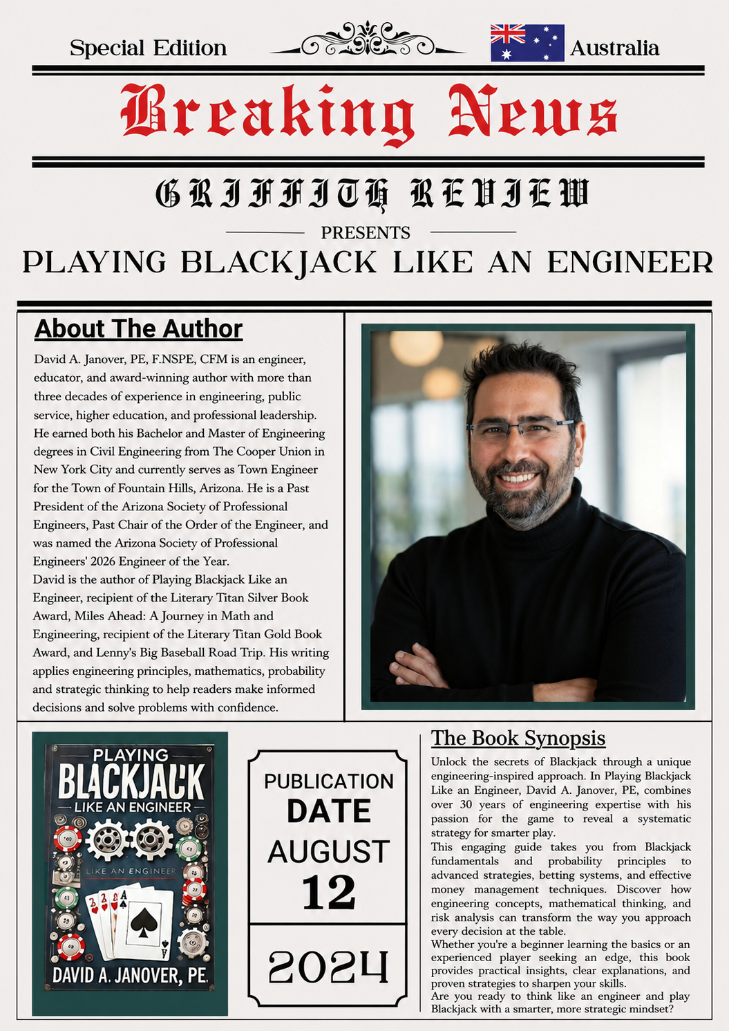 Gritfith Review editorial feature for Playing Blackjack Like an Engineer by David A. Janover