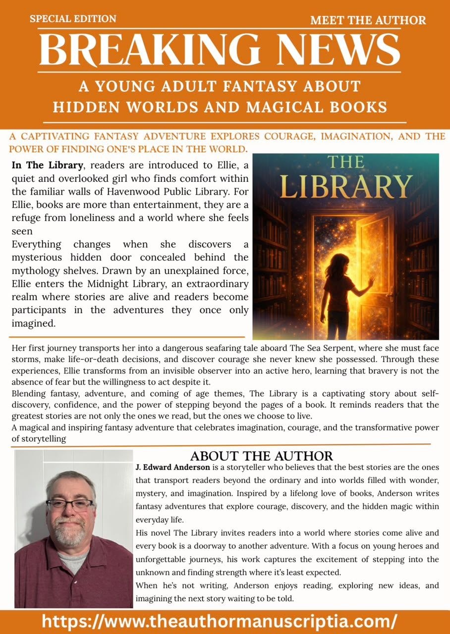 Breaking News - The Library by J. Edward Anderson, young adult fantasy about hidden worlds and magical books